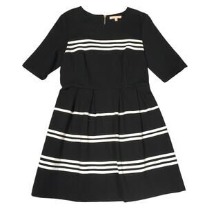 Gibson Latimer Dress Half Sleeve A-Line Black White Striped Stretch Women's‎ M